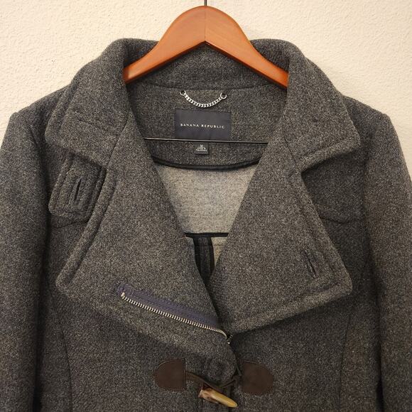 Banana Republic Women's Wool Toggle Coat Dark Gray Size M - Picture 3 of 10